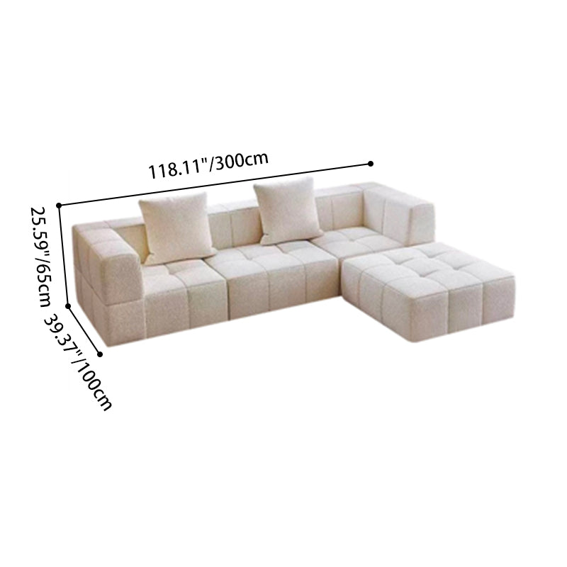 Contemporary Scandinavian Lambswool High-Resilience Foam Modular Compression Sofa - Rectangular Space-Saving Sofa For Living Room Cuvalon