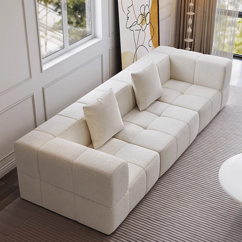 Contemporary Scandinavian Lambswool High-Resilience Foam Modular Compression Sofa - Rectangular Space-Saving Sofa For Living Room Cuvalon