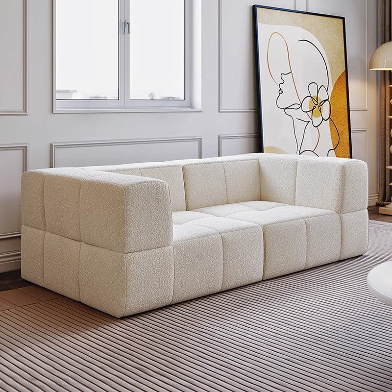Contemporary Scandinavian Lambswool High-Resilience Foam Modular Compression Sofa - Rectangular Space-Saving Sofa For Living Room Cuvalon
