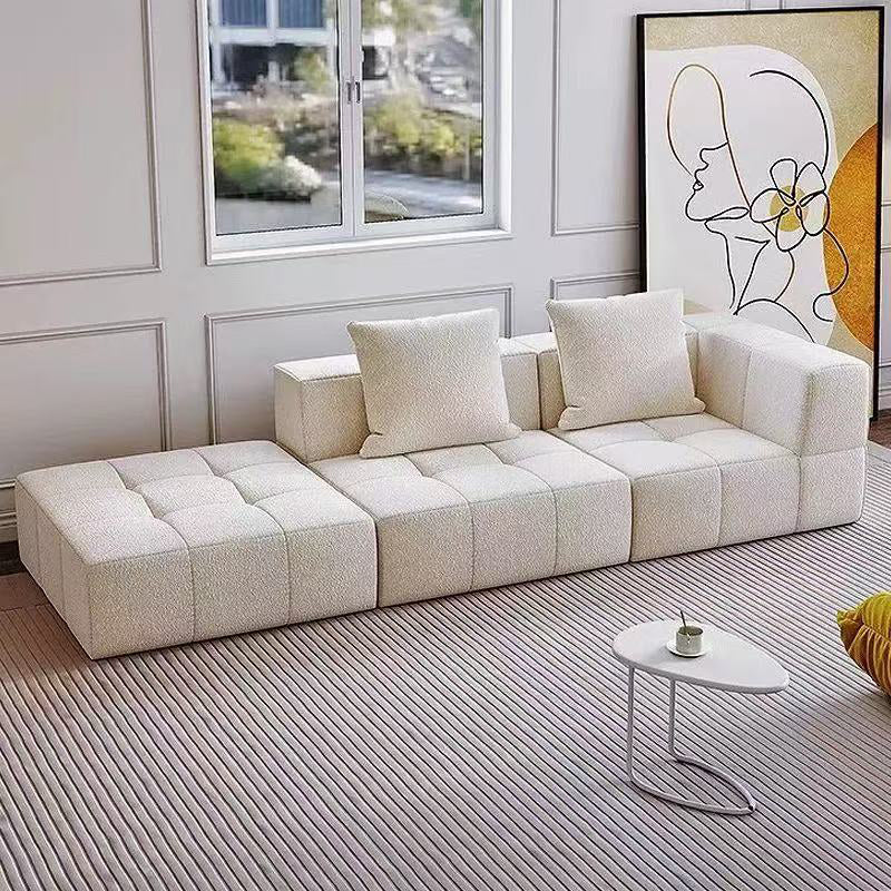 Contemporary Scandinavian Lambswool High-Resilience Foam Modular Compression Sofa - Rectangular Space-Saving Sofa For Living Room Cuvalon