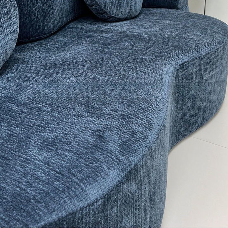 Contemporary Scandinavian Chenille Upholstery High-Resilience Foam Convertible Foldable Sofa Bed - U-Shaped Modular Compressed Loveseat Sofa For Living Room Cuvalon