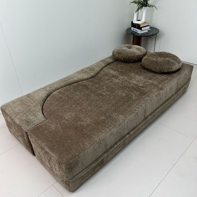 Contemporary Scandinavian Chenille Upholstery High-Resilience Foam Convertible Foldable Sofa Bed - U-Shaped Modular Compressed Loveseat Sofa For Living Room Cuvalon