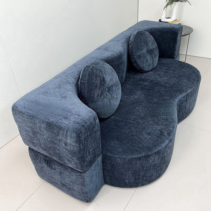 Contemporary Scandinavian Chenille Upholstery High-Resilience Foam Convertible Foldable Sofa Bed - U-Shaped Modular Compressed Loveseat Sofa For Living Room Cuvalon