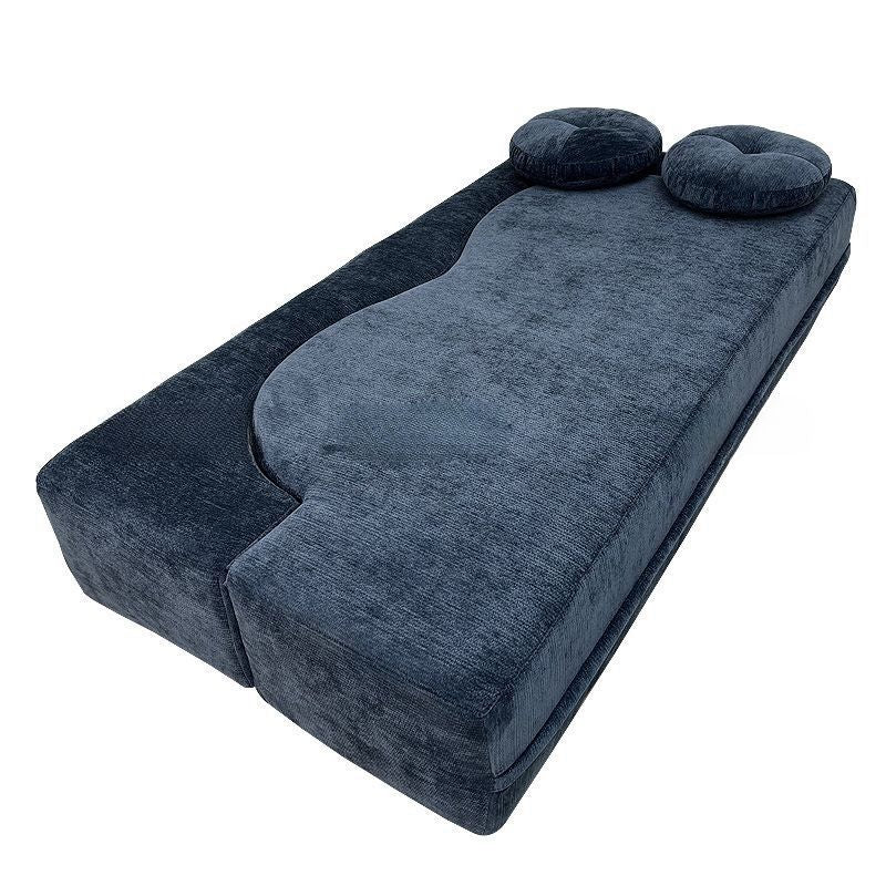 Contemporary Scandinavian Chenille Upholstery High-Resilience Foam Convertible Foldable Sofa Bed - U-Shaped Modular Compressed Loveseat Sofa For Living Room Cuvalon