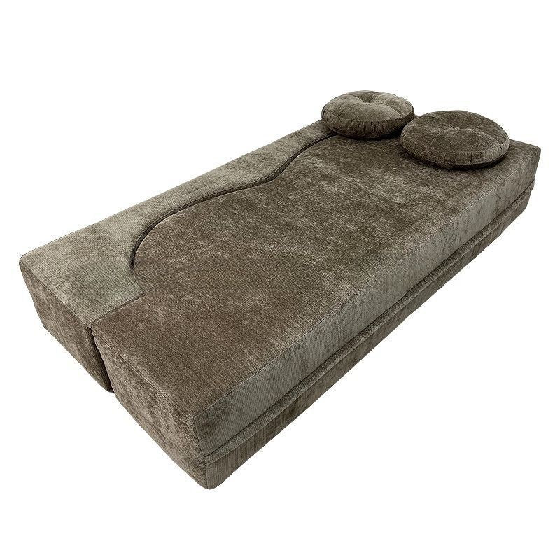 Contemporary Scandinavian Chenille Upholstery High-Resilience Foam Convertible Foldable Sofa Bed - U-Shaped Modular Compressed Loveseat Sofa For Living Room Cuvalon