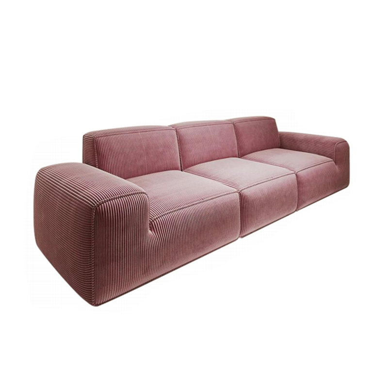Contemporary Scandinavian High-Resilience Foam Fabric Compressed Modular Sofa - Rectangular Low-Profile Wide Seat Couch Space-Saving For Living Room Cuvalon
