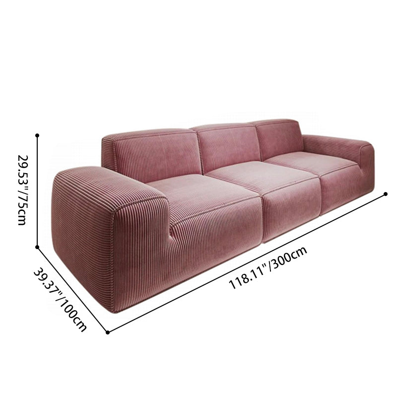 Contemporary Scandinavian High-Resilience Foam Fabric Compressed Modular Sofa - Rectangular Low-Profile Wide Seat Couch Space-Saving For Living Room Cuvalon