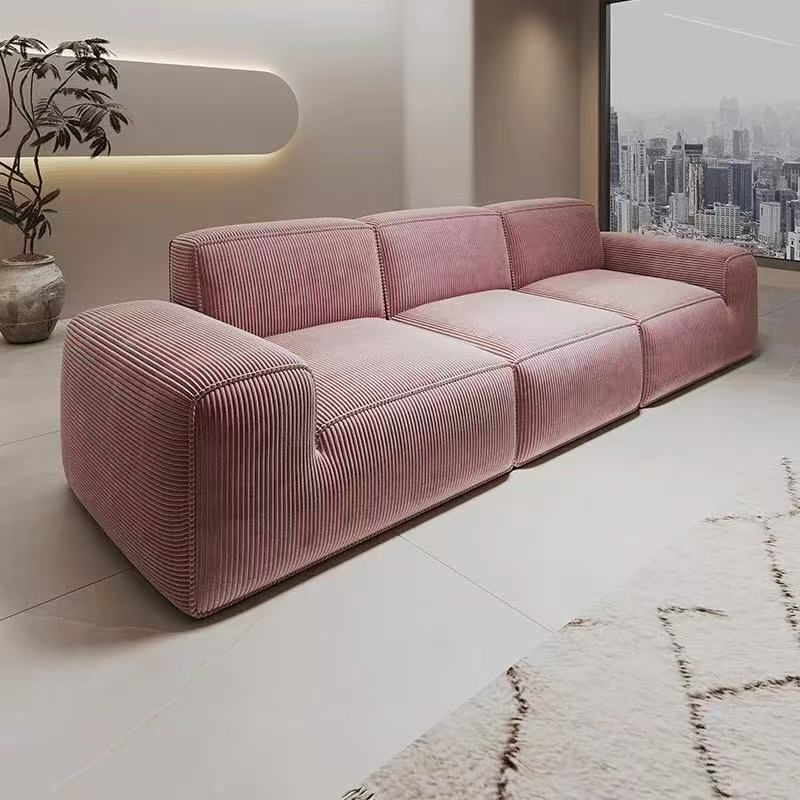 Contemporary Scandinavian High-Resilience Foam Fabric Compressed Modular Sofa - Rectangular Low-Profile Wide Seat Couch Space-Saving For Living Room Cuvalon