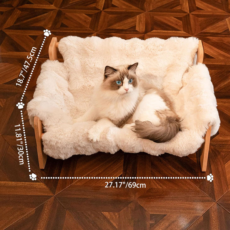 Modern Minimalist Rectangular Pine Wood Bubble Velvet Fabric Cat Bed Backrest Armrest For Bedroom Cuvalon