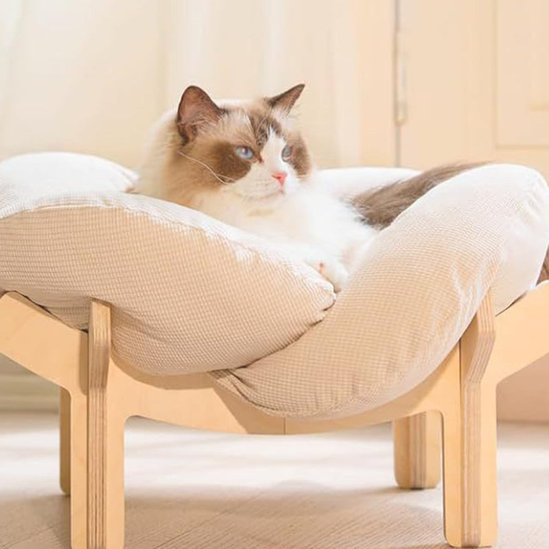 Modern Minimalist Floral-Shaped Curved Multi-Layer Plywood Velvet Cat Bed 4-Leg For Bedroom Cuvalon
