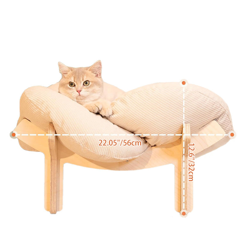 Modern Minimalist Floral-Shaped Curved Multi-Layer Plywood Velvet Cat Bed 4-Leg For Bedroom Cuvalon