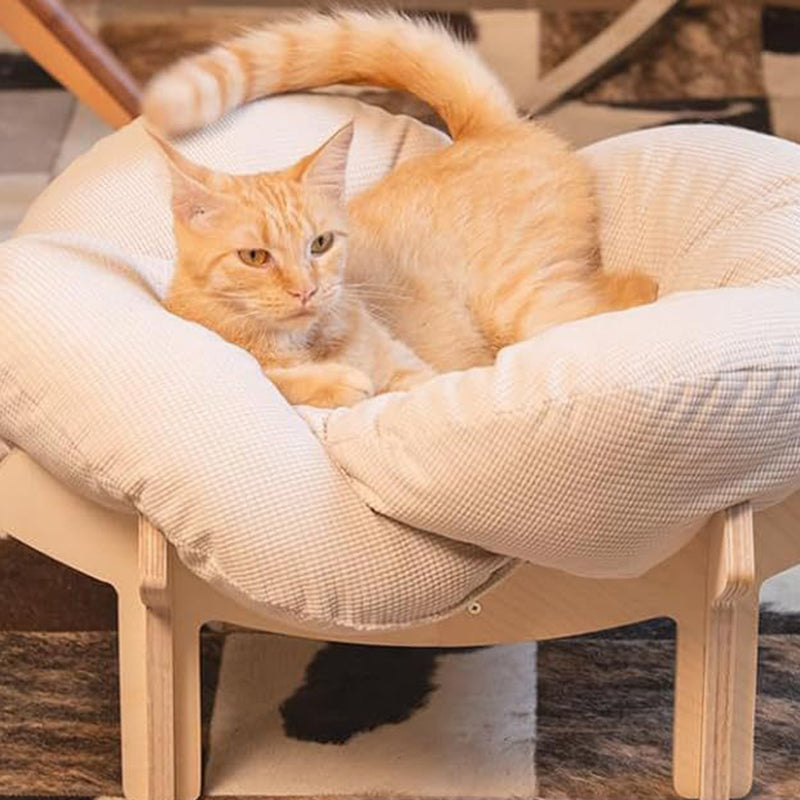 Modern Minimalist Floral-Shaped Curved Multi-Layer Plywood Velvet Cat Bed 4-Leg For Bedroom Cuvalon