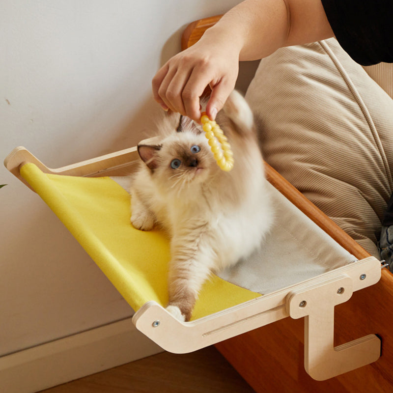 Modern Minimalist Rectangular Multi-Layer Plywood Cotton Linen Stainless Steel Hanging Cat Bed 2-Leg For Bedroom Cuvalon