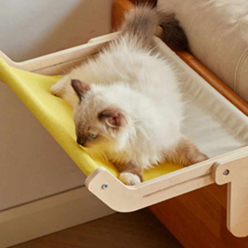 Modern Minimalist Rectangular Multi-Layer Plywood Cotton Linen Stainless Steel Hanging Cat Bed 2-Leg For Bedroom Cuvalon