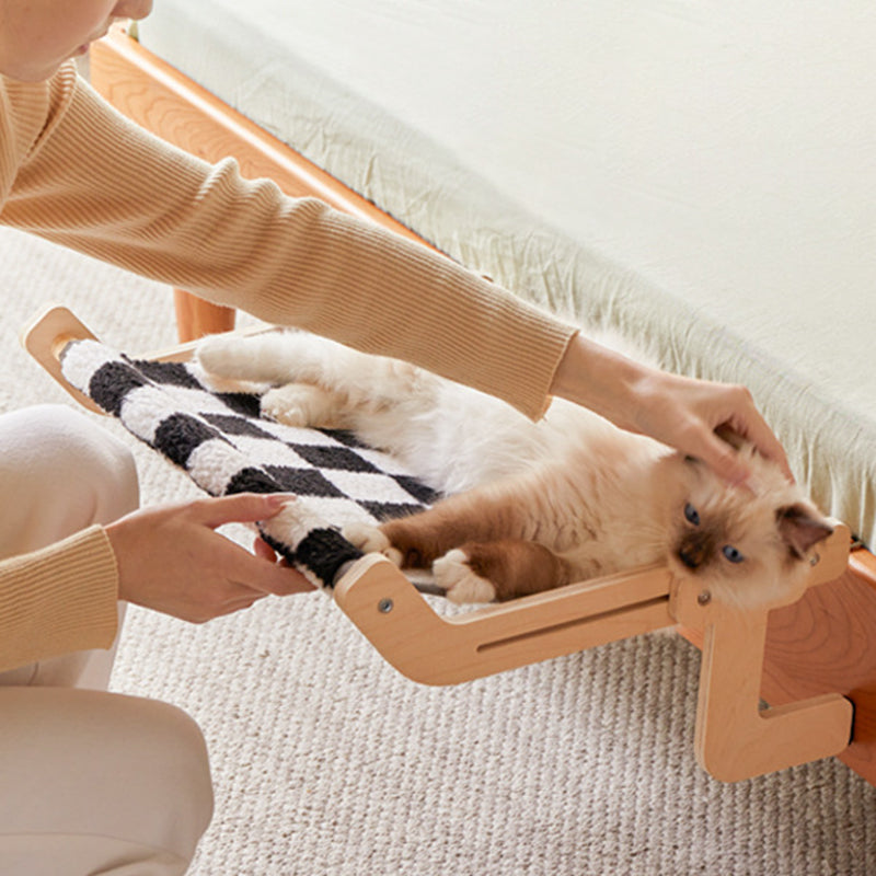 Modern Minimalist Rectangular Multi-Layer Plywood Cotton Linen Stainless Steel Hanging Cat Bed 2-Leg For Bedroom Cuvalon