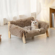 Modern Minimalist Rectangular Pine Plywood Velvet Cat Bed Backrest Armrest For Bedroom Cuvalon