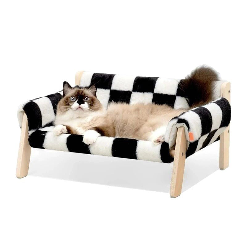 Modern Minimalist Rectangular Pine Plywood Velvet Cat Bed Backrest Armrest For Bedroom Cuvalon