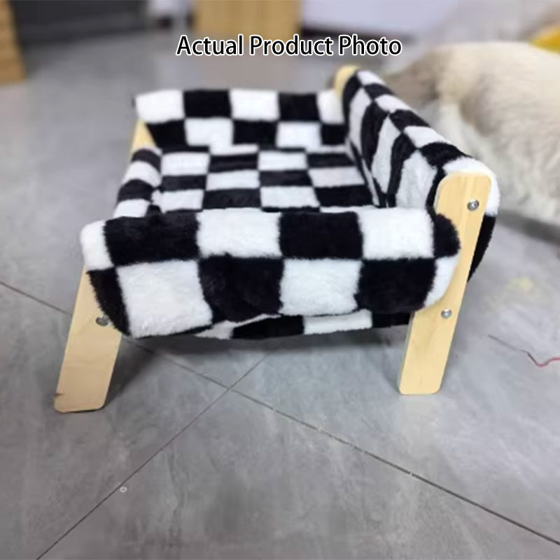 Modern Minimalist Rectangular Pine Plywood Velvet Cat Bed Backrest Armrest For Bedroom Cuvalon