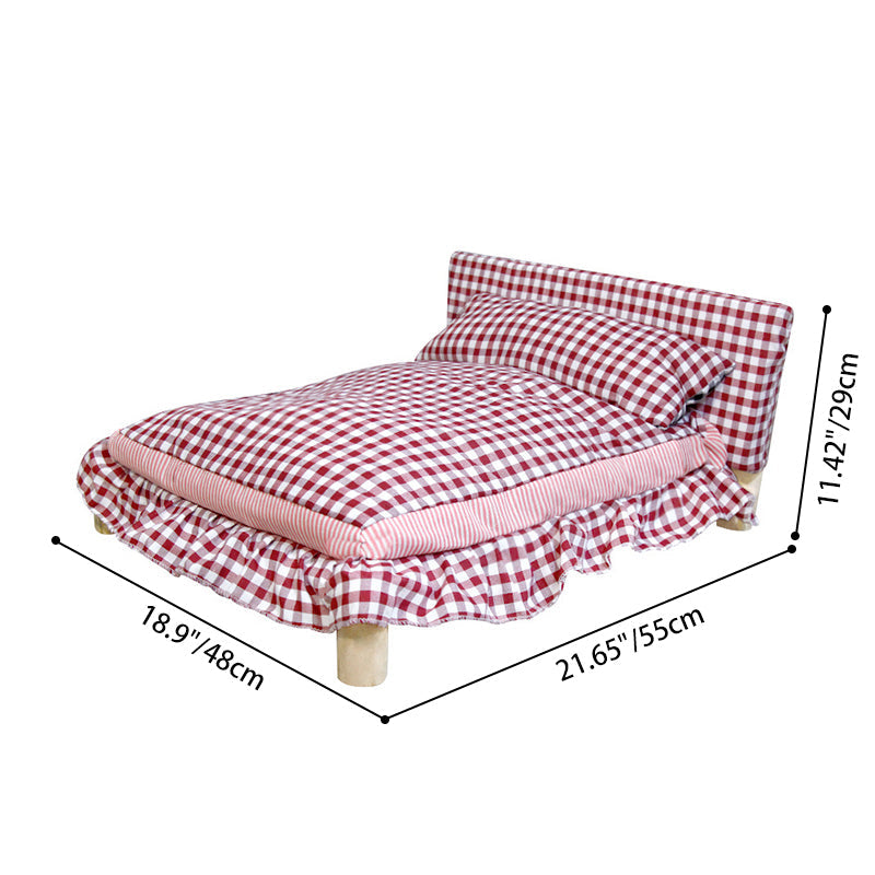 Modern Minimalist Rectangular Pine Wood Beechwood Cotton Linen Oxford Fabric Cat Bed 4-Leg For Bedroom Cuvalon
