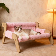 Modern Minimalist Rectangular High Density Fiberboard Velvet Cat Bed Backrest Armrest For Bedroom Cuvalon
