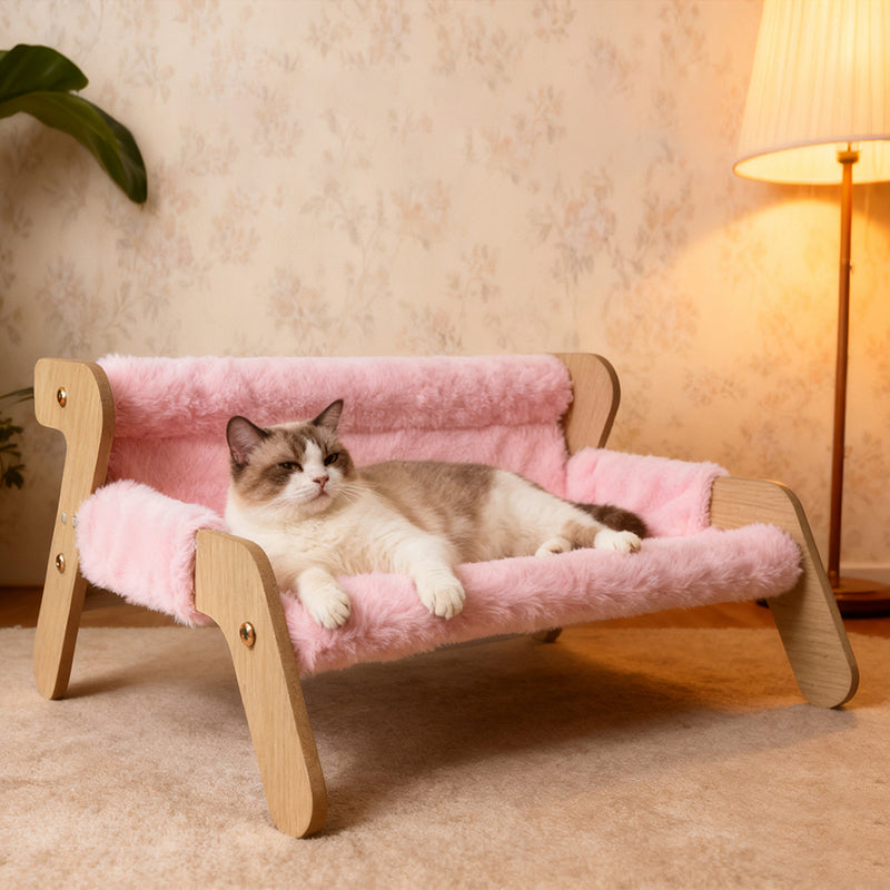 Modern Minimalist Rectangular High Density Fiberboard Velvet Cat Bed Backrest Armrest For Bedroom Cuvalon