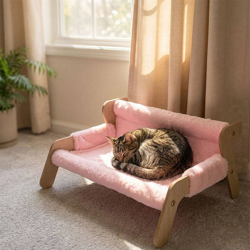 Modern Minimalist Rectangular High Density Fiberboard Velvet Cat Bed Backrest Armrest For Bedroom Cuvalon