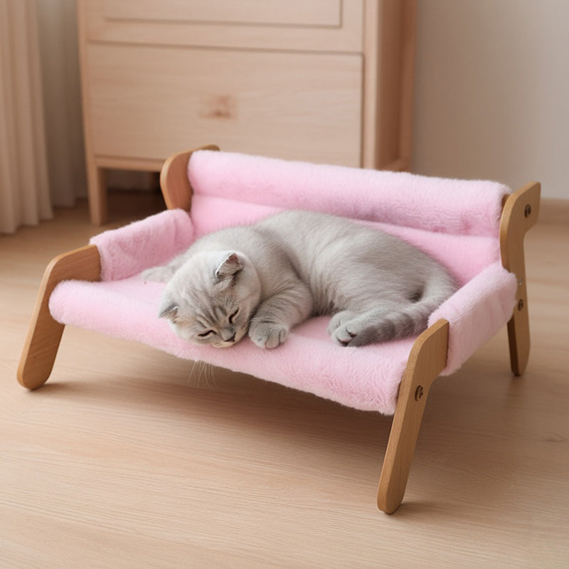 Modern Minimalist Rectangular High Density Fiberboard Velvet Cat Bed Backrest Armrest For Bedroom Cuvalon
