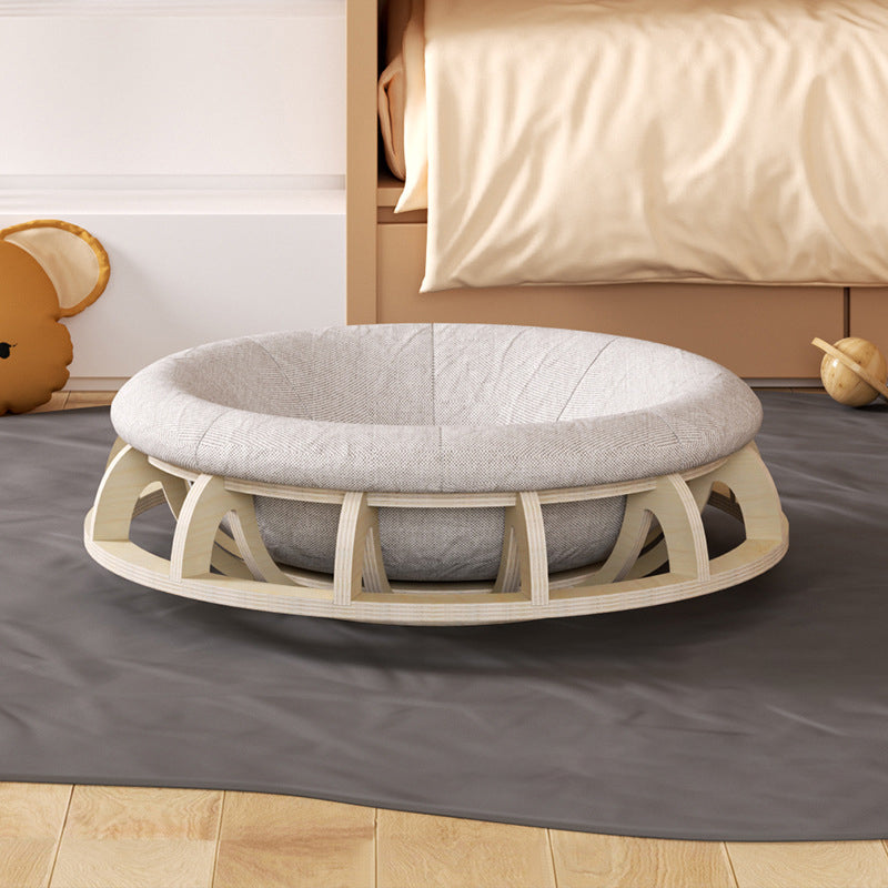 Modern Minimalist Cylindrical Round Gyroscope Multi-Layer Plywood Fabric Cat Bed For Bedroom Cuvalon