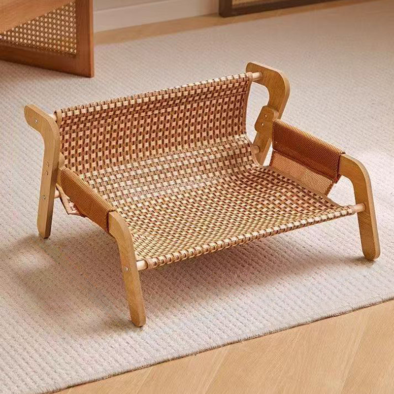 Modern Minimalist Rectangular Medium Density Fiberboard Solid Wood Rattan Cat Bed Backrest Armrest For Bedroom Cuvalon