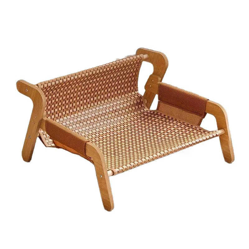 Modern Minimalist Rectangular Medium Density Fiberboard Solid Wood Rattan Cat Bed Backrest Armrest For Bedroom Cuvalon