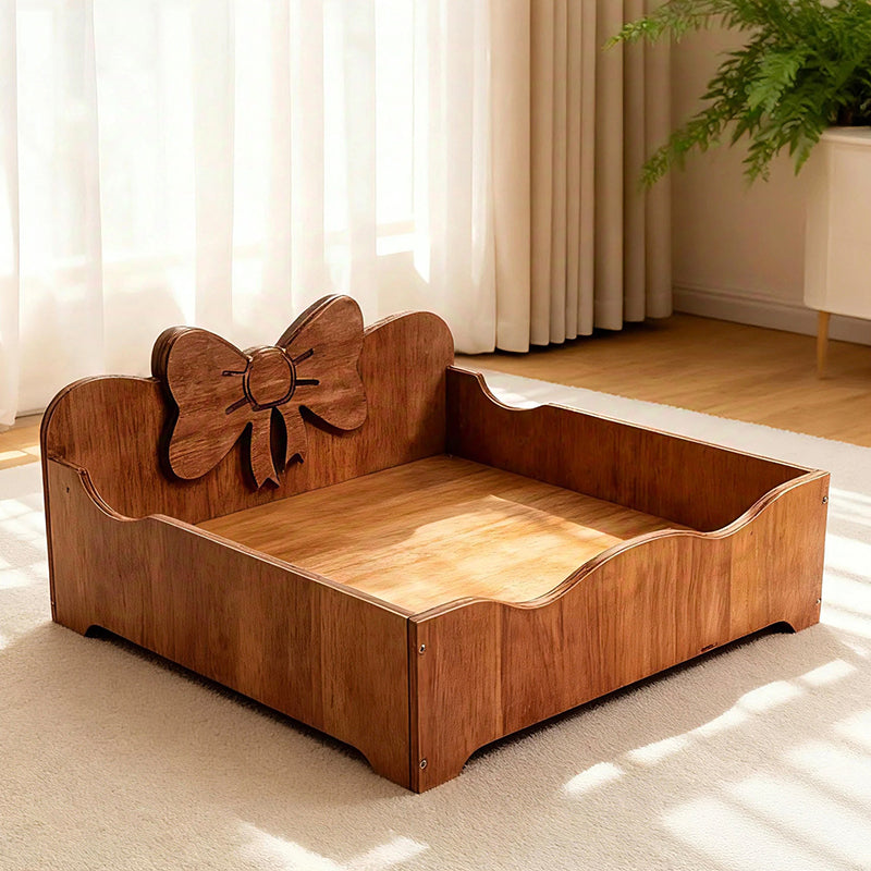 Contemporary Creative Rectangular Bow-Shaped Poplar Wood Cat Bed & Dog Bed For Bedroom Cuvalon