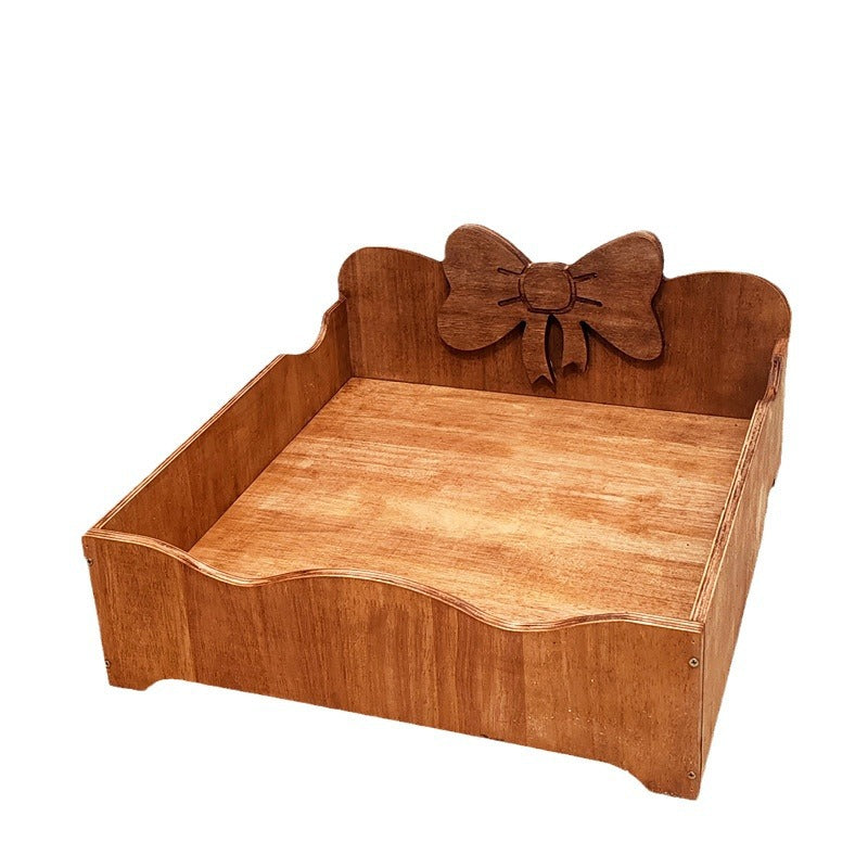 Contemporary Creative Rectangular Bow-Shaped Poplar Wood Cat Bed & Dog Bed For Bedroom Cuvalon
