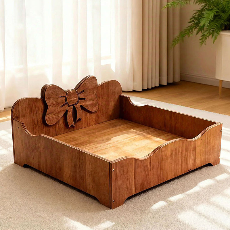 Contemporary Creative Rectangular Bow-Shaped Poplar Wood Cat Bed & Dog Bed For Bedroom Cuvalon