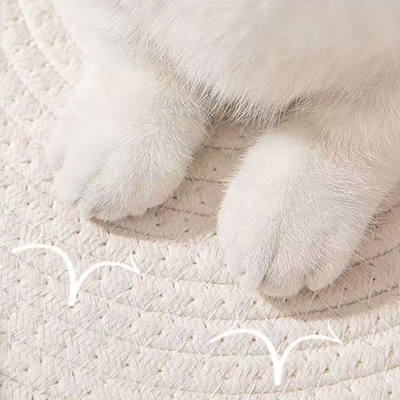 Contemporary Creative Cylindrical Cat Ear Design Cotton Linen Cat Bed With Toy Ball For Bedroom Cuvalon