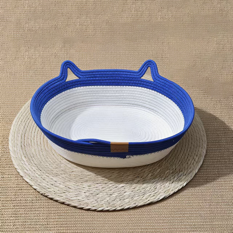 Contemporary Creative Cylindrical Cat Ear Design Cotton Linen Cat Bed With Toy Ball For Bedroom Cuvalon