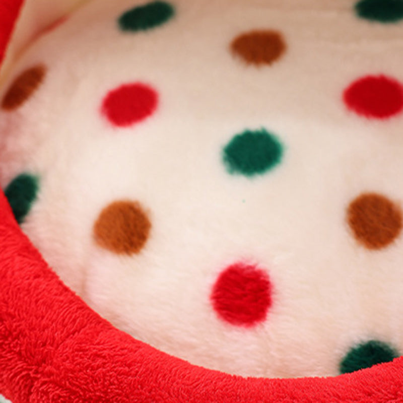 Contemporary Creative Cylindrical Velvet Anti-Slip Dotted Fabric Cat Bed With Handle For Bedroom Cuvalon