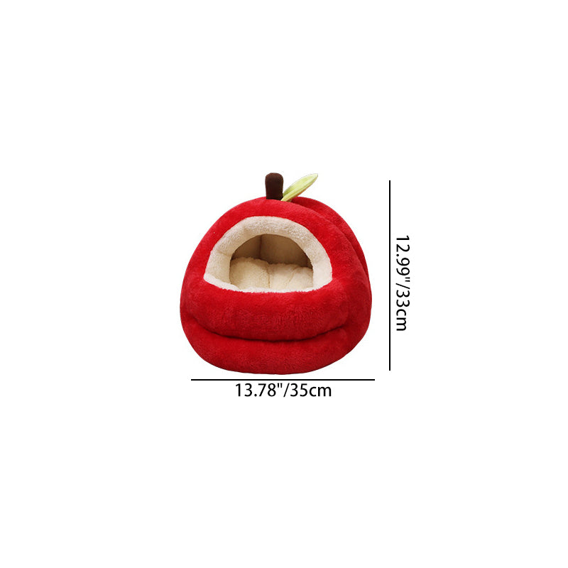 Contemporary Creative Spherical Apple-Shaped Velvet Anti-Slip Dotted Oxford Fabric Dog Bed & Cat Bed For Bedroom Cuvalon