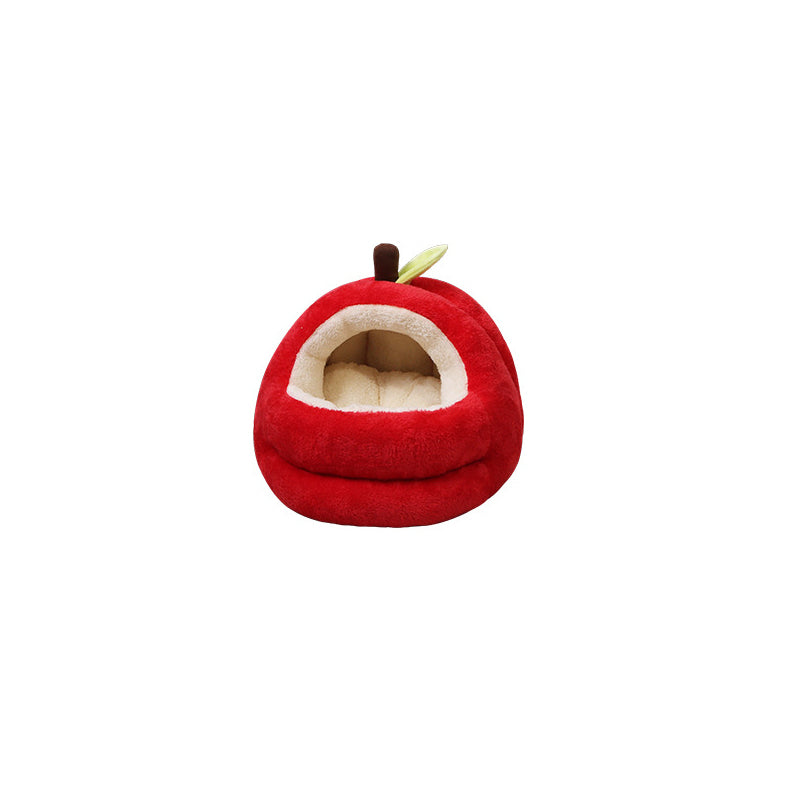 Contemporary Creative Spherical Apple-Shaped Velvet Anti-Slip Dotted Oxford Fabric Dog Bed & Cat Bed For Bedroom Cuvalon