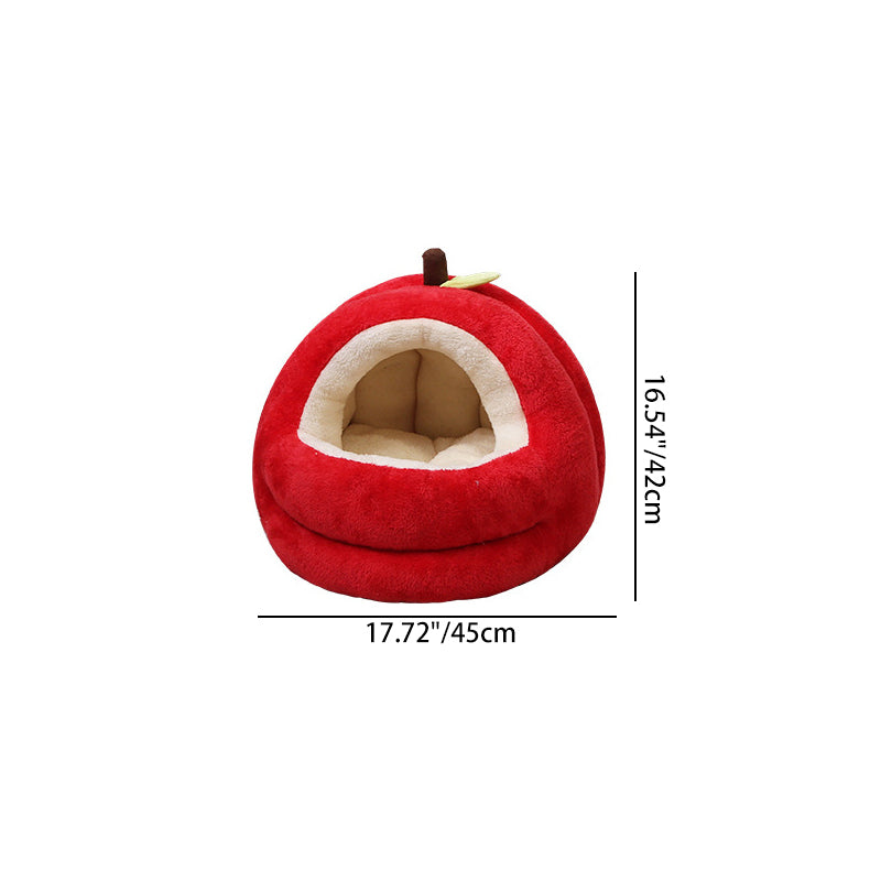 Contemporary Creative Spherical Apple-Shaped Velvet Anti-Slip Dotted Oxford Fabric Dog Bed & Cat Bed For Bedroom Cuvalon
