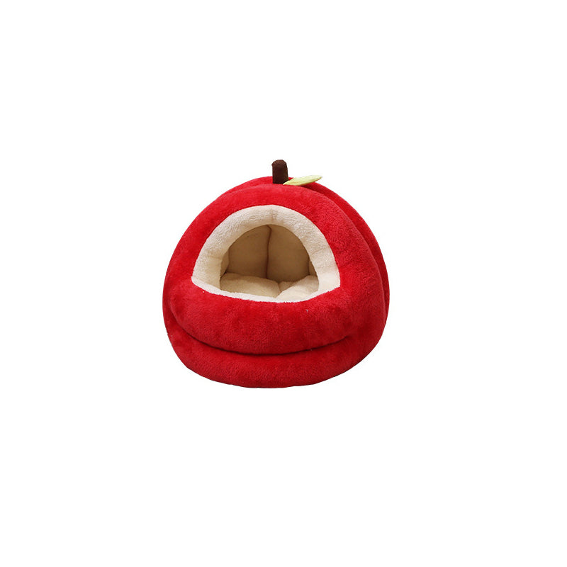 Contemporary Creative Spherical Apple-Shaped Velvet Anti-Slip Dotted Oxford Fabric Dog Bed & Cat Bed For Bedroom Cuvalon