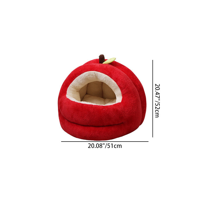 Contemporary Creative Spherical Apple-Shaped Velvet Anti-Slip Dotted Oxford Fabric Dog Bed & Cat Bed For Bedroom Cuvalon