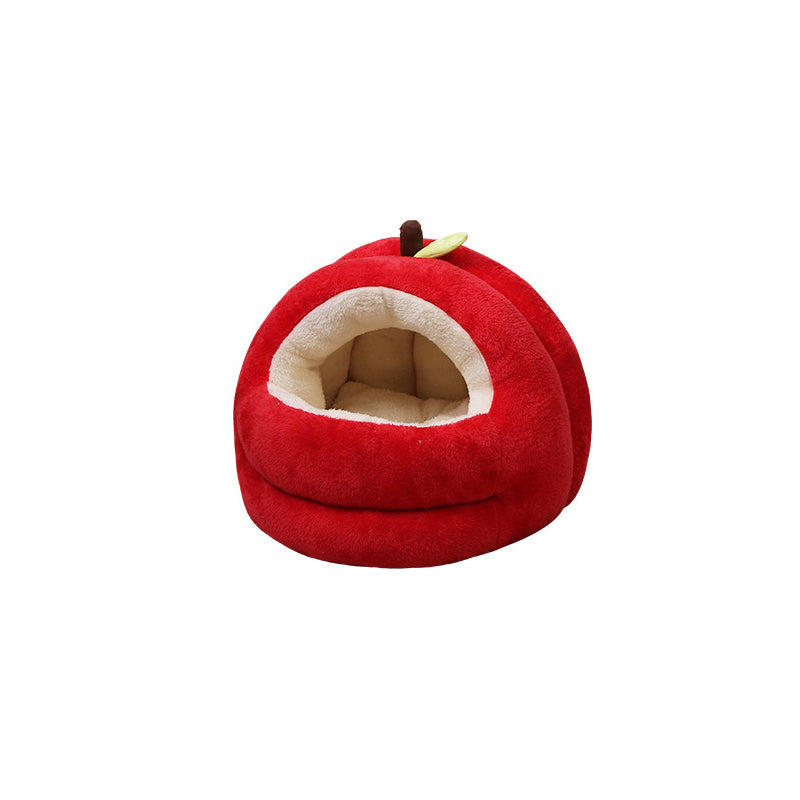 Contemporary Creative Spherical Apple-Shaped Velvet Anti-Slip Dotted Oxford Fabric Dog Bed & Cat Bed For Bedroom Cuvalon