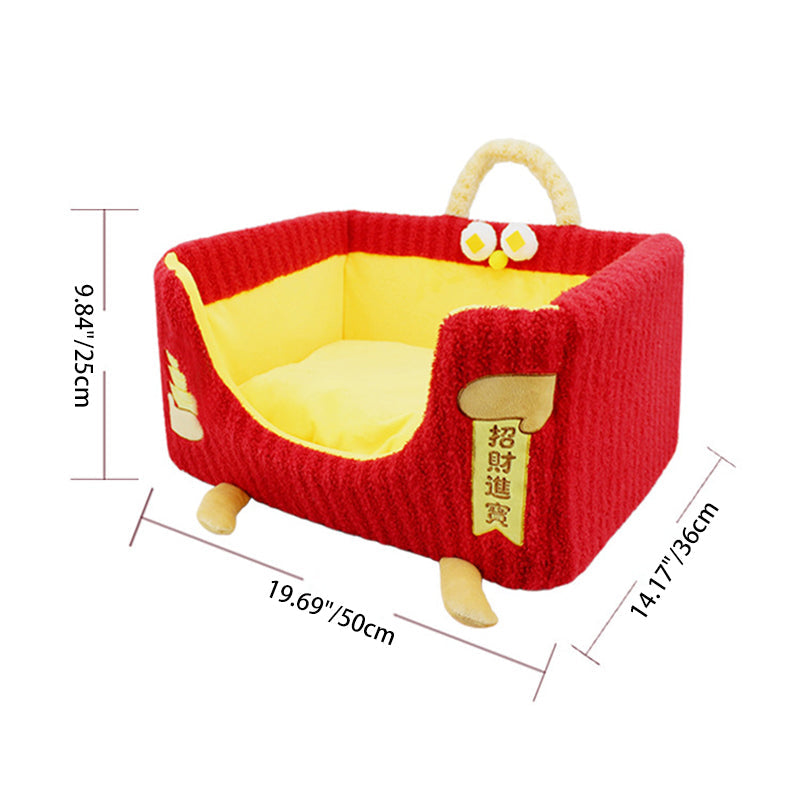 Contemporary Creative Rectangular Ultra-Soft Plush Fabric Crystal Velvet Anti-Slip Dotted Fabric Dog Bed Cat Bed With Handle For Bedroom Cuvalon