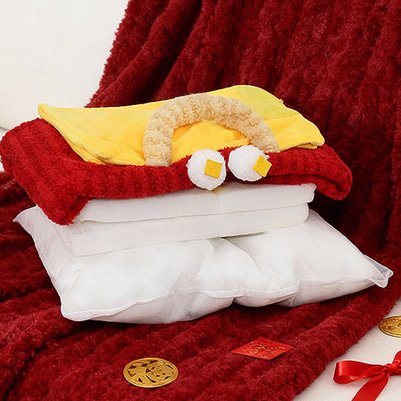 Contemporary Creative Rectangular Ultra-Soft Plush Fabric Crystal Velvet Anti-Slip Dotted Fabric Dog Bed Cat Bed With Handle For Bedroom Cuvalon