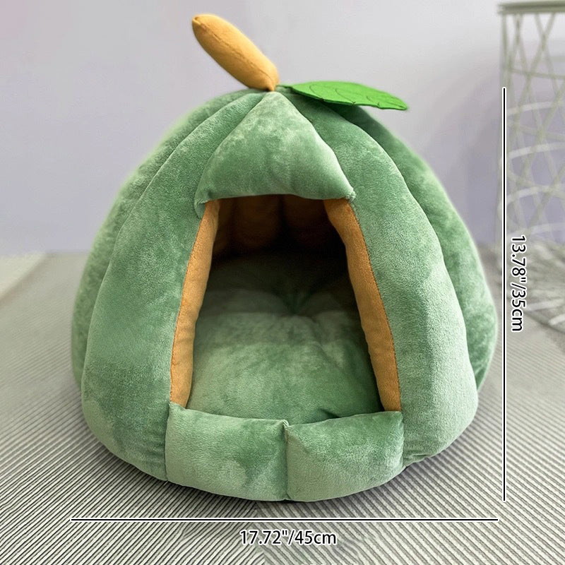 Contemporary Creative Spherical Pumpkin-Shaped Mongolian Yurt Velvet Anti-Slip Dotted Fabric Dog Bed & Cat Bed For Bedroom Cuvalon