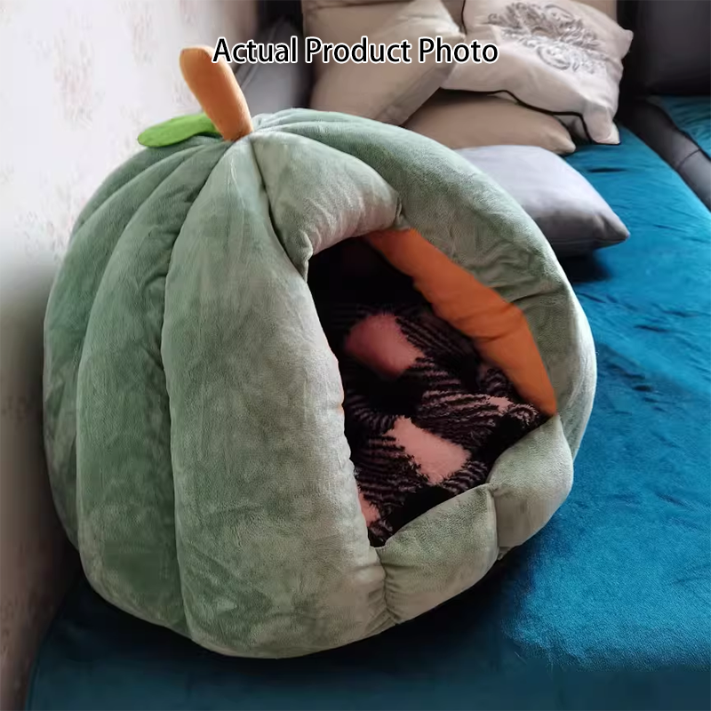 Contemporary Creative Spherical Pumpkin-Shaped Mongolian Yurt Velvet Anti-Slip Dotted Fabric Dog Bed & Cat Bed For Bedroom Cuvalon