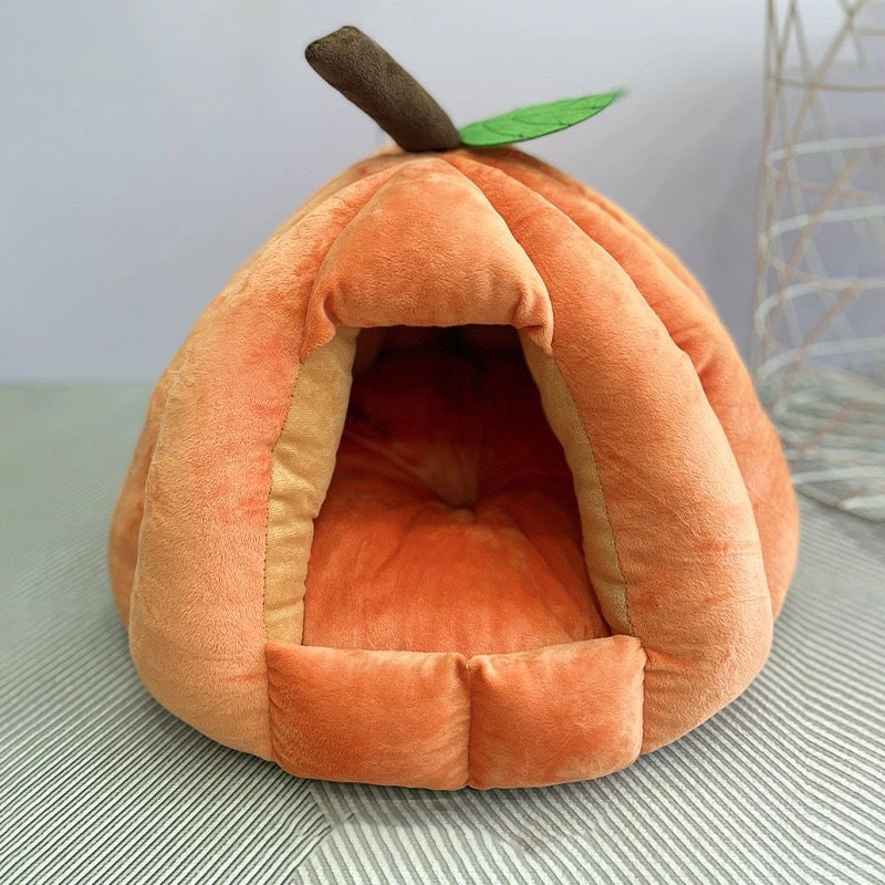 Contemporary Creative Spherical Pumpkin-Shaped Mongolian Yurt Velvet Anti-Slip Dotted Fabric Dog Bed & Cat Bed For Bedroom Cuvalon