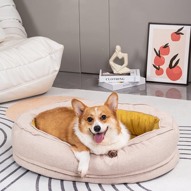 Modern Minimalist Oval Cylindrical Velvet Cotton-Linen Anti-Slip Dotted Fabric Cat Bed & Dog Bed For Bedroom Cuvalon