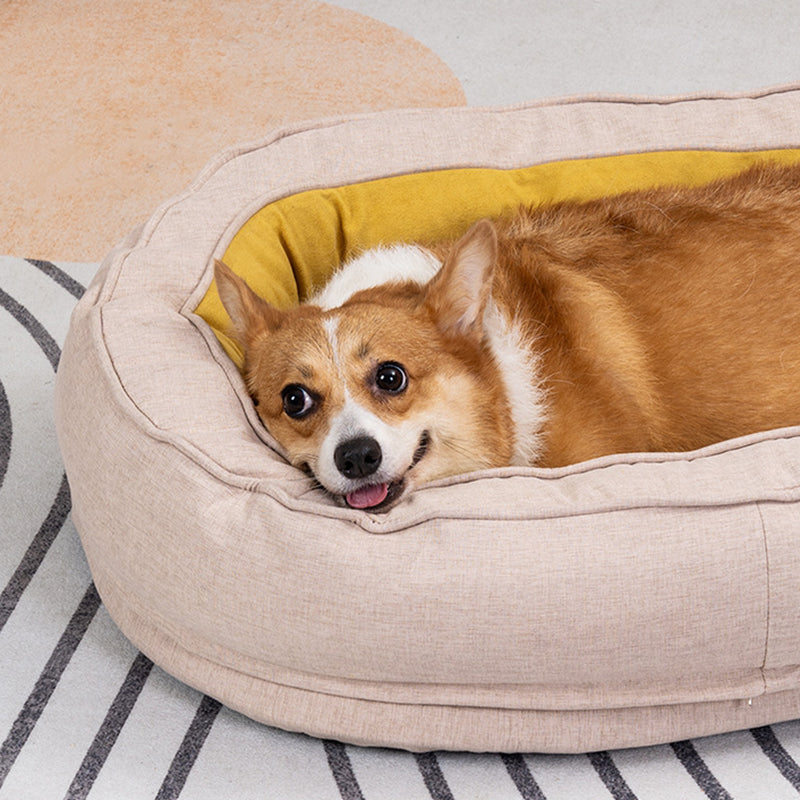 Modern Minimalist Oval Cylindrical Velvet Cotton-Linen Anti-Slip Dotted Fabric Cat Bed & Dog Bed For Bedroom Cuvalon