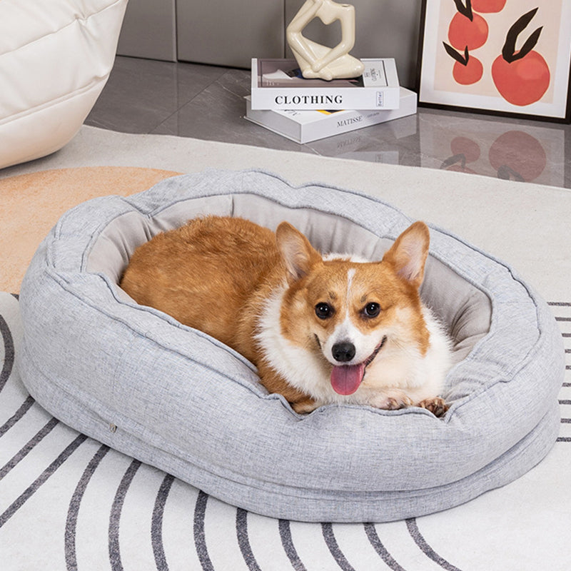 Modern Minimalist Oval Cylindrical Velvet Cotton-Linen Anti-Slip Dotted Fabric Cat Bed & Dog Bed For Bedroom Cuvalon